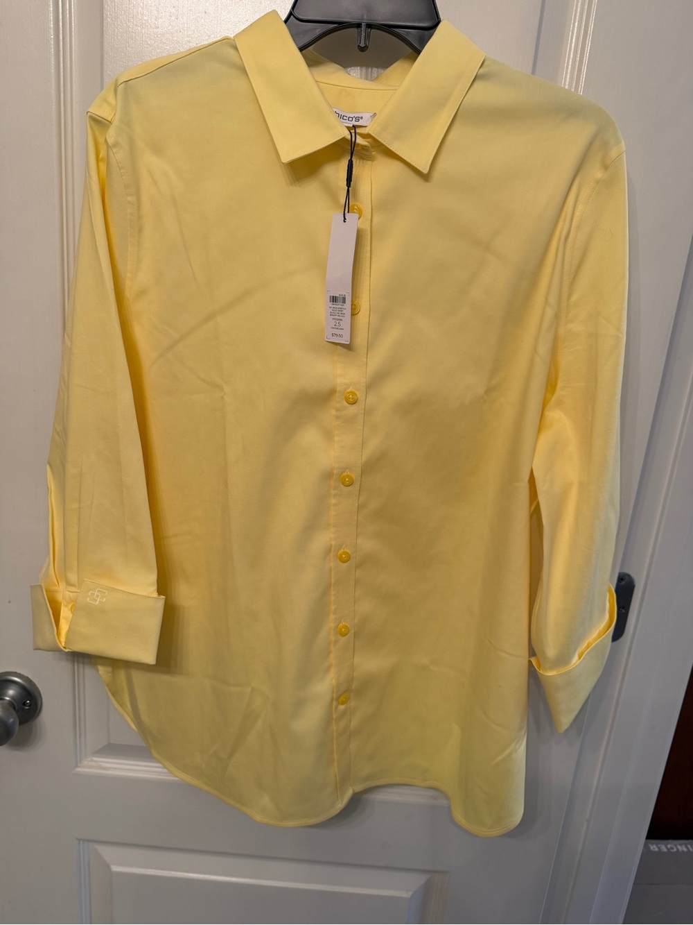 Chico's Light Yellow No Iron Stretch Blouse